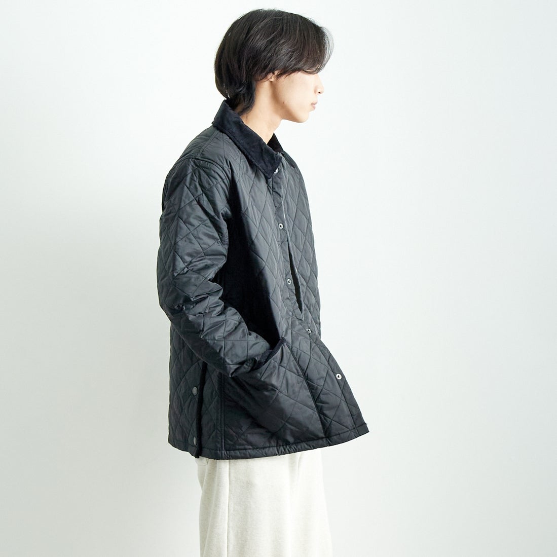 Barbour [バブアー] リデスデイル キルティングブルゾン [MQU1794] BLACK &&モデル身長：179cm 着用サイズ：40&&