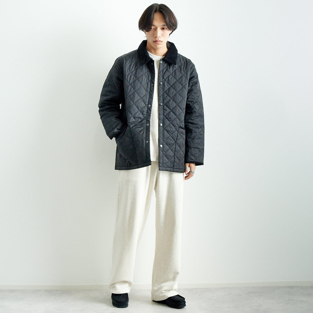 Barbour [バブアー] リデスデイル キルティングブルゾン [MQU1794] BLACK &&モデル身長：179cm 着用サイズ：40&&