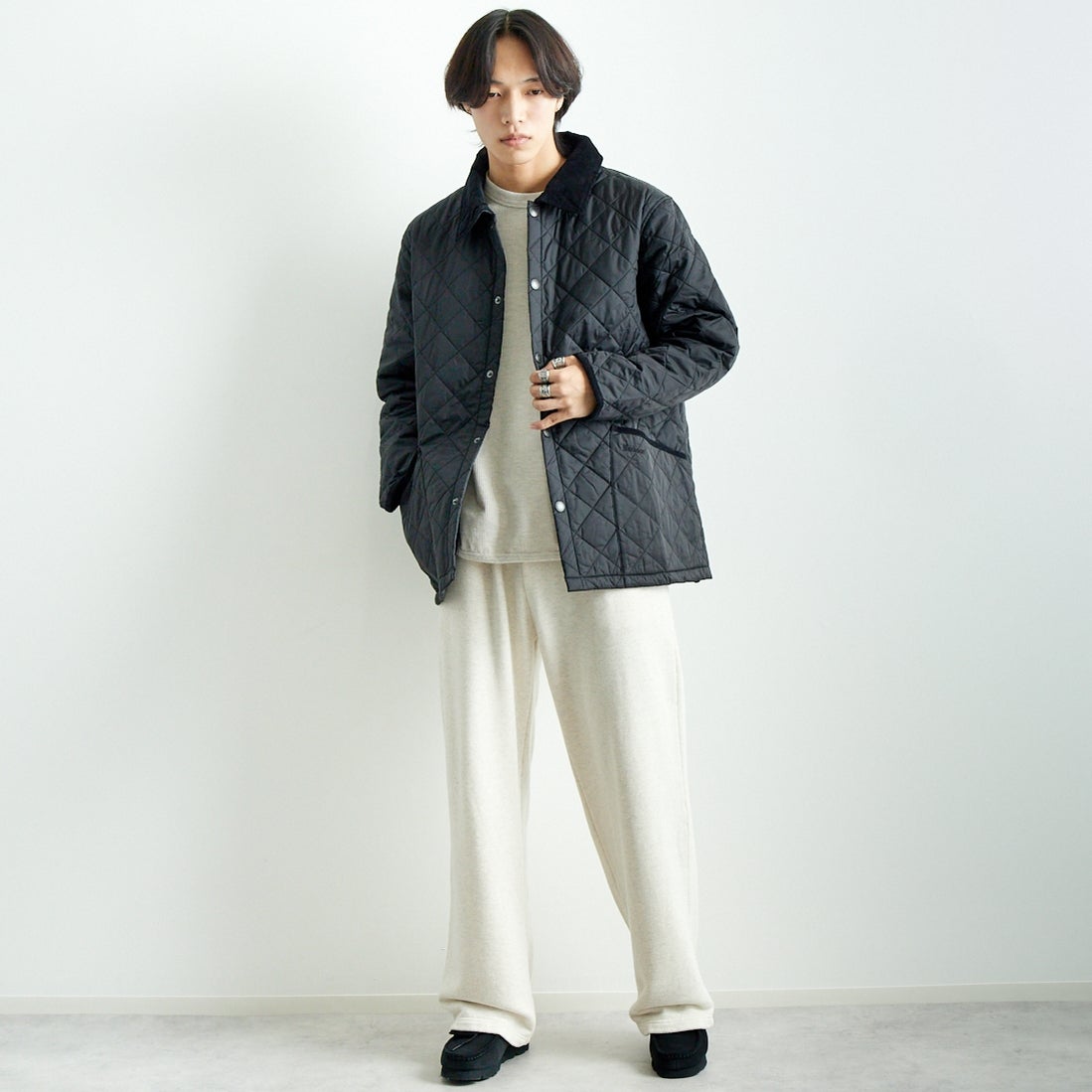 Barbour [バブアー] リデスデイル キルティングブルゾン [MQU1794] BLACK &&モデル身長：179cm 着用サイズ：40&&