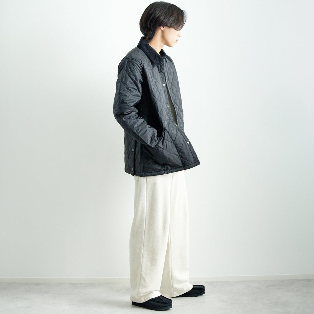 Barbour [バブアー] リデスデイル キルティングブルゾン [MQU1794] BLACK &&モデル身長：179cm 着用サイズ：40&&