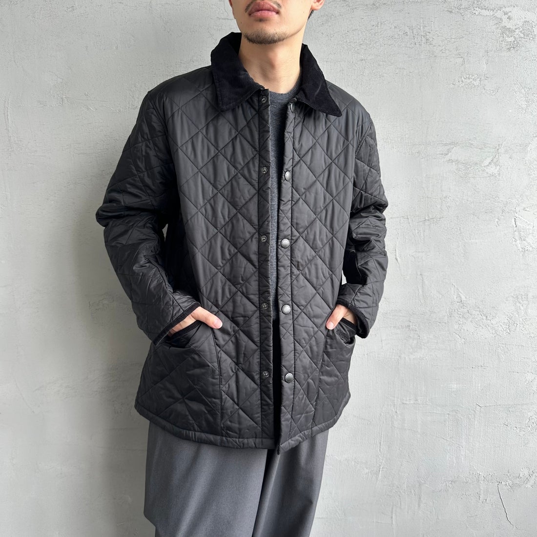 Barbour [バブアー] リデスデイル キルティングブルゾン [MQU1794] BLACK &&モデル身長：168cm 着用サイズ：38&&