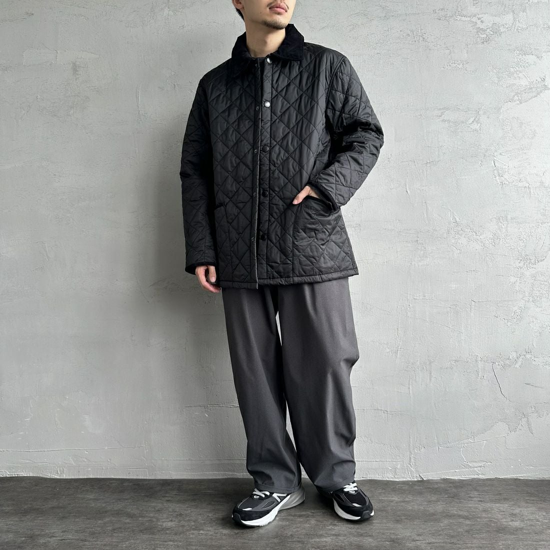 Barbour [バブアー] リデスデイル キルティングブルゾン [MQU1794] BLACK &&モデル身長：168cm 着用サイズ：38&&