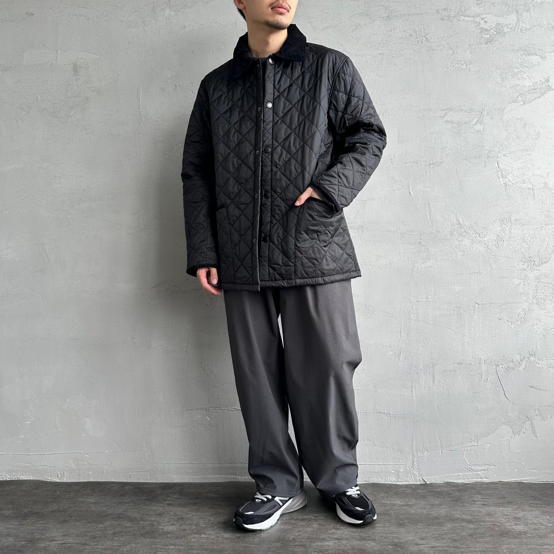 Barbour [バブアー] リデスデイル キルティングブルゾン [MQU1794] BLACK &&モデル身長：168cm 着用サイズ：38&&