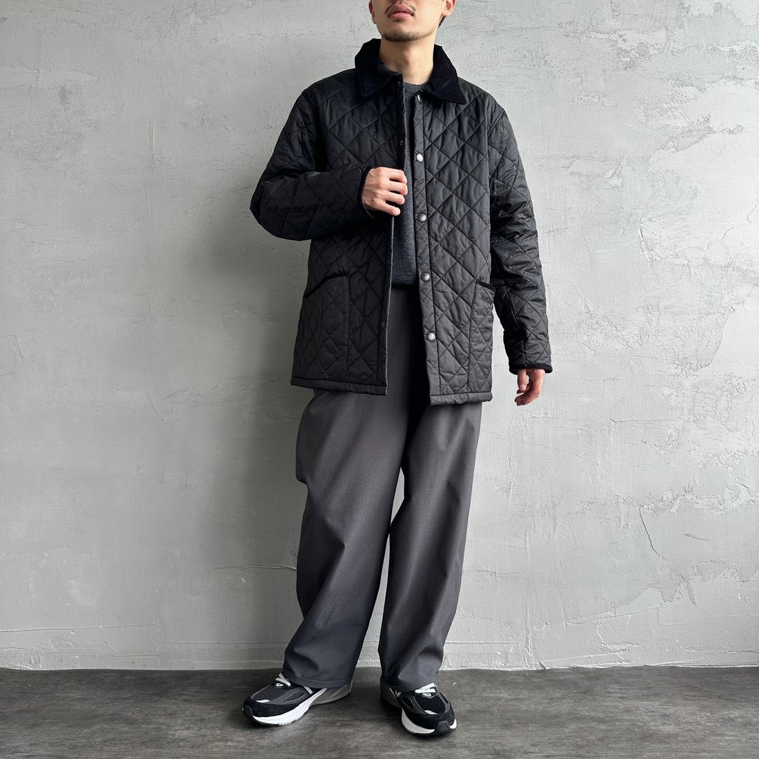 Barbour [バブアー] リデスデイル キルティングブルゾン [MQU1794] BLACK &&モデル身長：168cm 着用サイズ：38&&