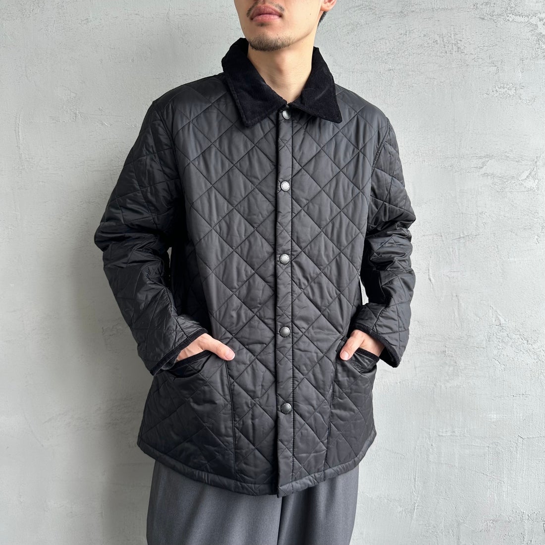Barbour [バブアー] リデスデイル キルティングブルゾン [MQU1794] BLACK &&モデル身長：168cm 着用サイズ：38&&