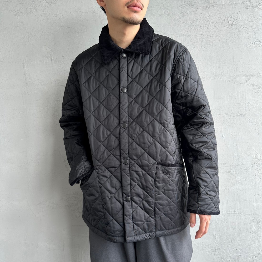 Barbour [バブアー] リデスデイル キルティングブルゾン [MQU1794] BLACK &&モデル身長：168cm 着用サイズ：38&&