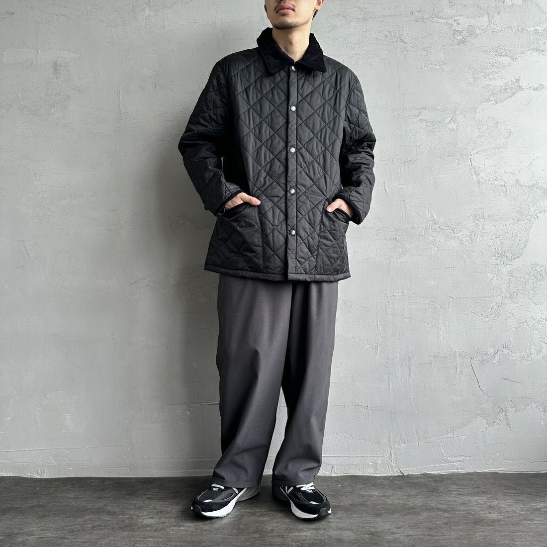 Barbour [バブアー] リデスデイル キルティングブルゾン [MQU1794] BLACK &&モデル身長：168cm 着用サイズ：38&&