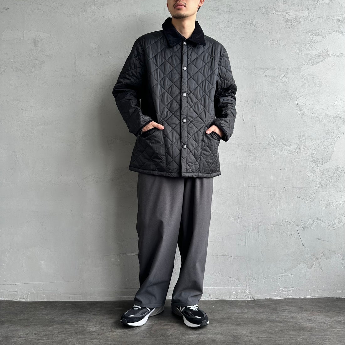 Barbour [バブアー] リデスデイル キルティングブルゾン [MQU1794] BLACK &&モデル身長：168cm 着用サイズ：38&&