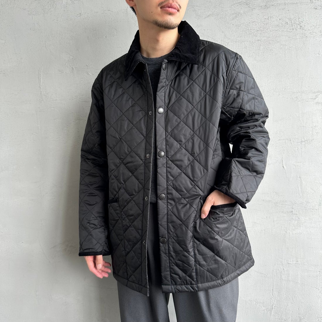 Barbour [バブアー] リデスデイル キルティングブルゾン [MQU1794] BK91 &&モデル身長：168cm 着用サイズ：40&&