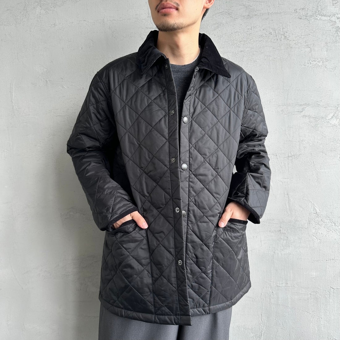 Barbour [バブアー] リデスデイル キルティングブルゾン [MQU1794] BLACK &&モデル身長：168cm 着用サイズ：40&&