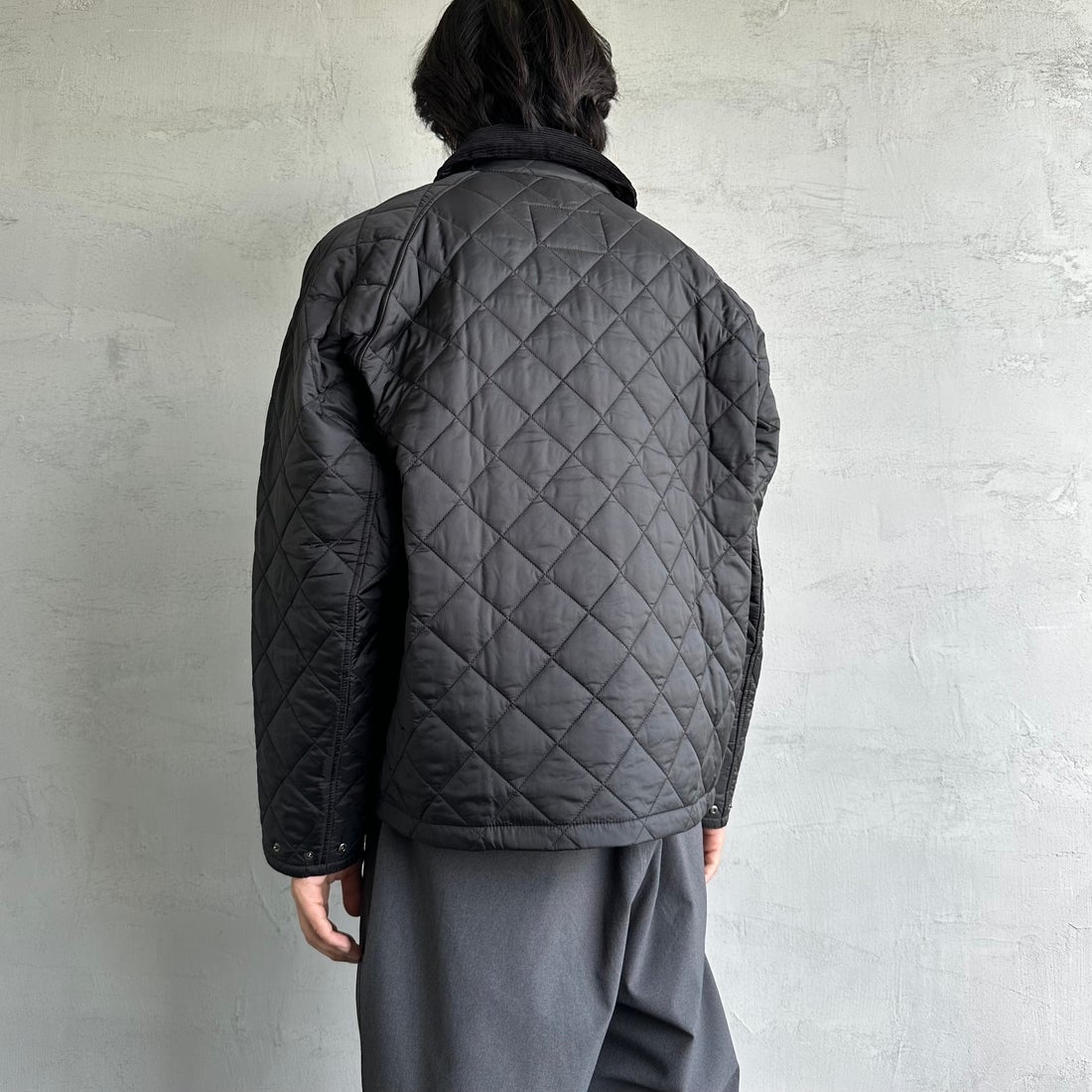 Barbour [バブアー] TRANSPORT/トランスポート オーバーサイズキルティングジャケット [MQU1796] BK91 &&モデル身長：179cm 着用サイズ：38&&