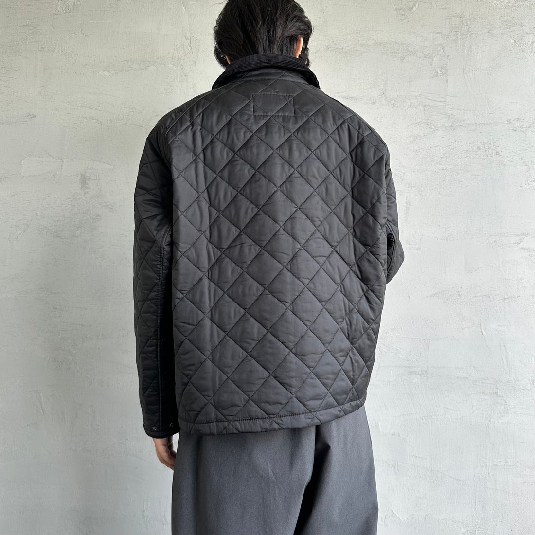 Barbour [バブアー] TRANSPORT/トランスポート オーバーサイズキルティングジャケット [MQU1796] BK91 &&モデル身長：179cm 着用サイズ：40&&