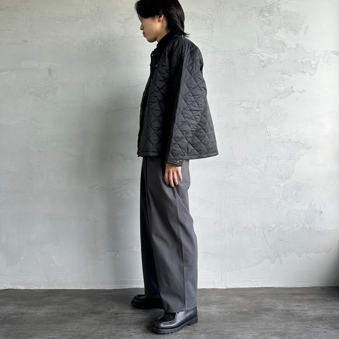 Barbour [バブアー] TRANSPORT/トランスポート オーバーサイズキルティングジャケット [MQU1796] BK91 &&モデル身長：179cm 着用サイズ：40&&
