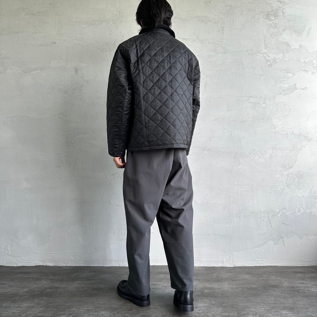 Barbour [バブアー] TRANSPORT/トランスポート オーバーサイズキルティングジャケット [MQU1796] BK91 &&モデル身長：179cm 着用サイズ：40&&