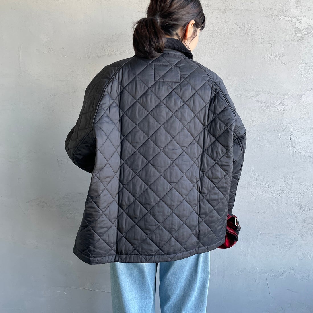 Barbour [バブアー] TRANSPORT/トランスポート オーバーサイズキルティングジャケット [MQU1796] BK91&&モデル身長：160cm 着用サイズ：36&&