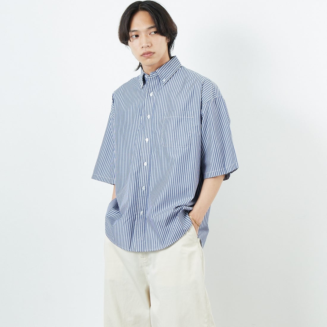 Americana✕JEANS FACTORY ブルーストライプドロストシャツ Jeans Factory Clothes [ジーンズファクトリークローズ] シアサッカー