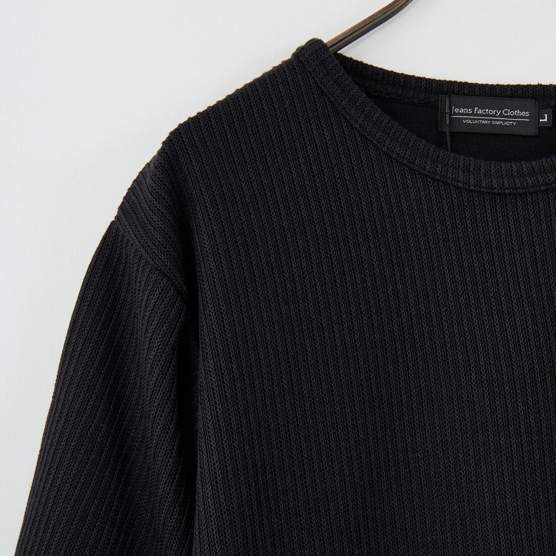 Jeans Factory Clothes [ジーンズファクトリークローズ] アゼ編みダブルフェイスTシャツ [EPC-53215] 4 BLACK