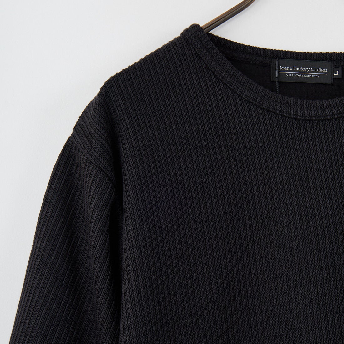 Jeans Factory Clothes [ジーンズファクトリークローズ] アゼ編みダブルフェイスTシャツ [EPC-53215] 4 BLACK