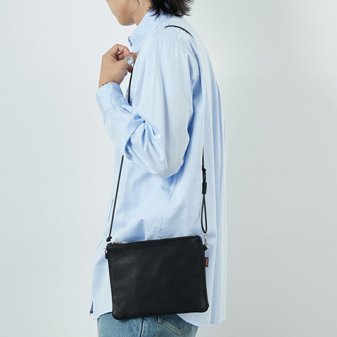 MR.OLIVE E.O.I [ミスターオリーブ] ウォータープルーフ ウォッシャブルレザーサコッシュ [ME680] BLACK