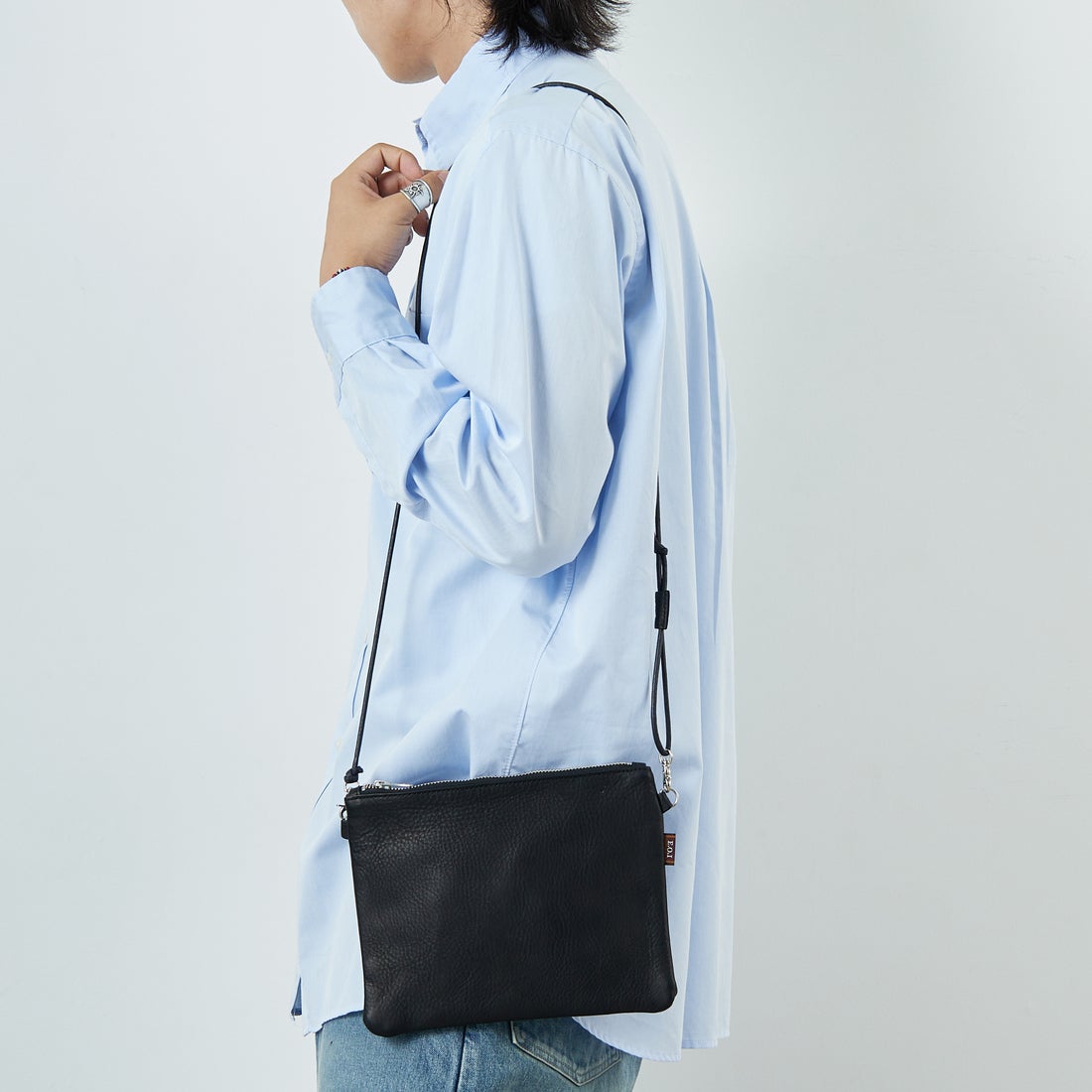 MR.OLIVE E.O.I [ミスターオリーブ] ウォータープルーフ ウォッシャブルレザーサコッシュ [ME680] BLACK