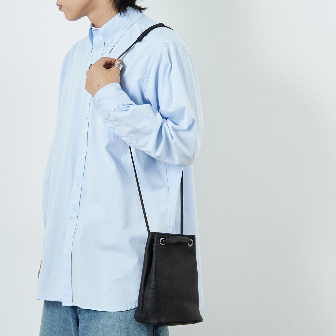 MR.OLIVE E.O.I [ミスターオリーブ] ウォータープルーフ ウォッシャブルレザーシリンダーバッグ [ME653] BLACK