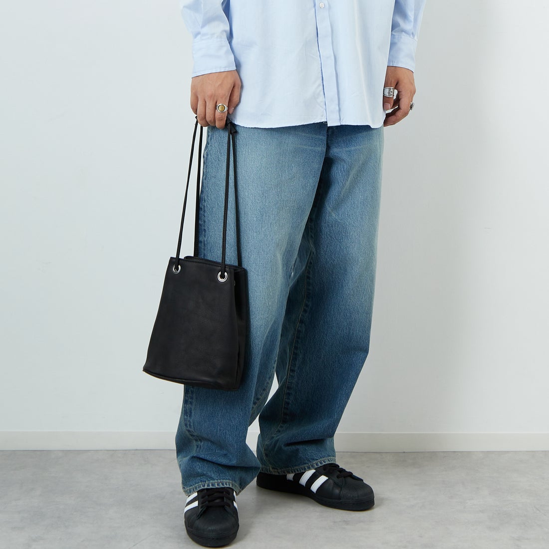 MR.OLIVE E.O.I [ミスターオリーブ] ウォータープルーフ ウォッシャブルレザーシリンダーバッグ [ME653] BLACK