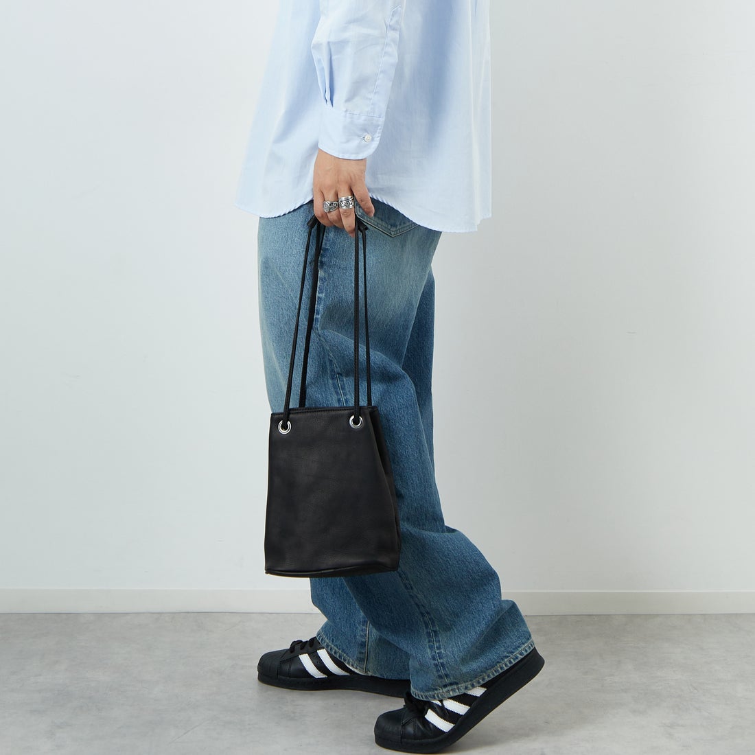 MR.OLIVE E.O.I [ミスターオリーブ] ウォータープルーフ ウォッシャブルレザーシリンダーバッグ [ME653] BLACK