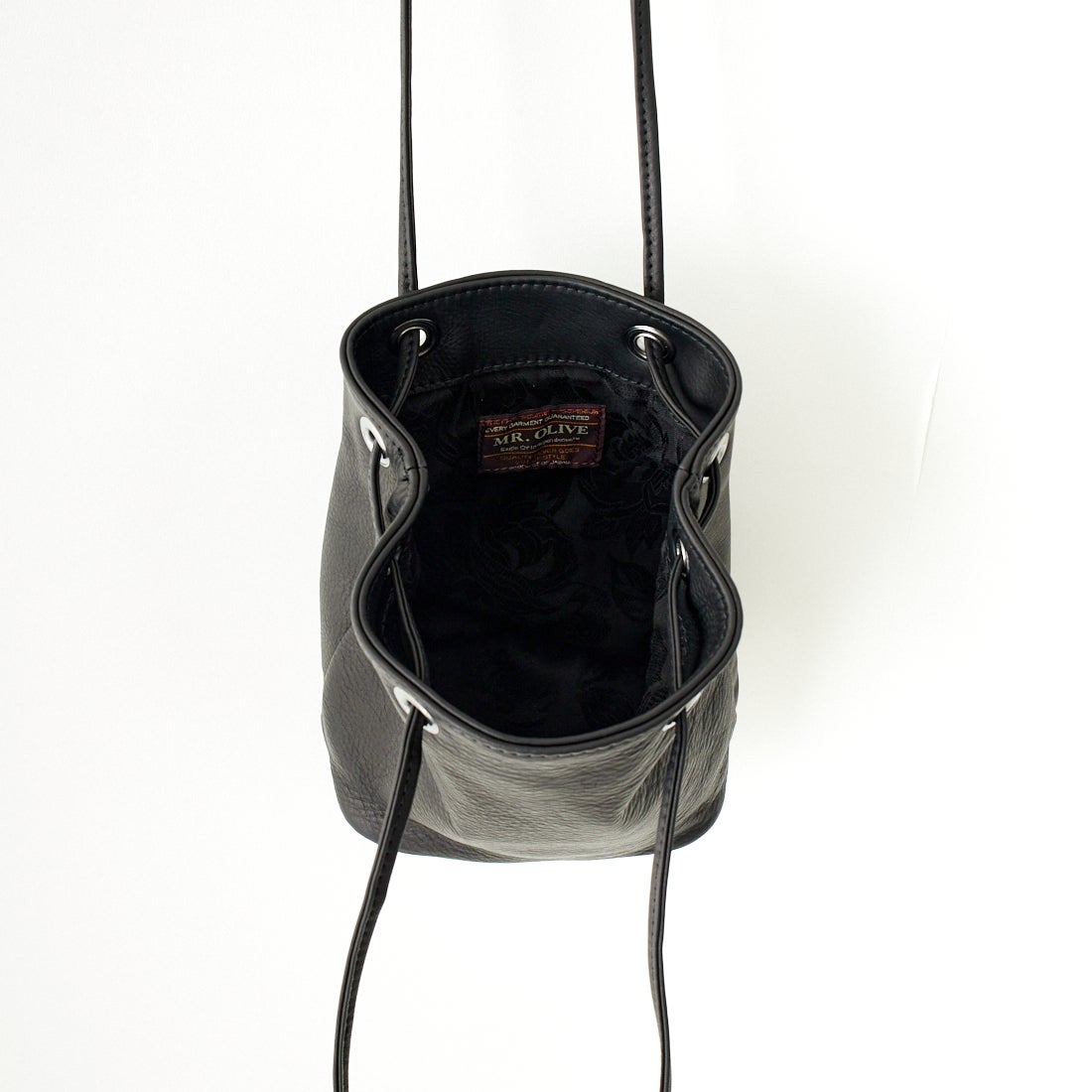 MR.OLIVE E.O.I [ミスターオリーブ] ウォータープルーフ ウォッシャブルレザーシリンダーバッグ [ME653] BLACK