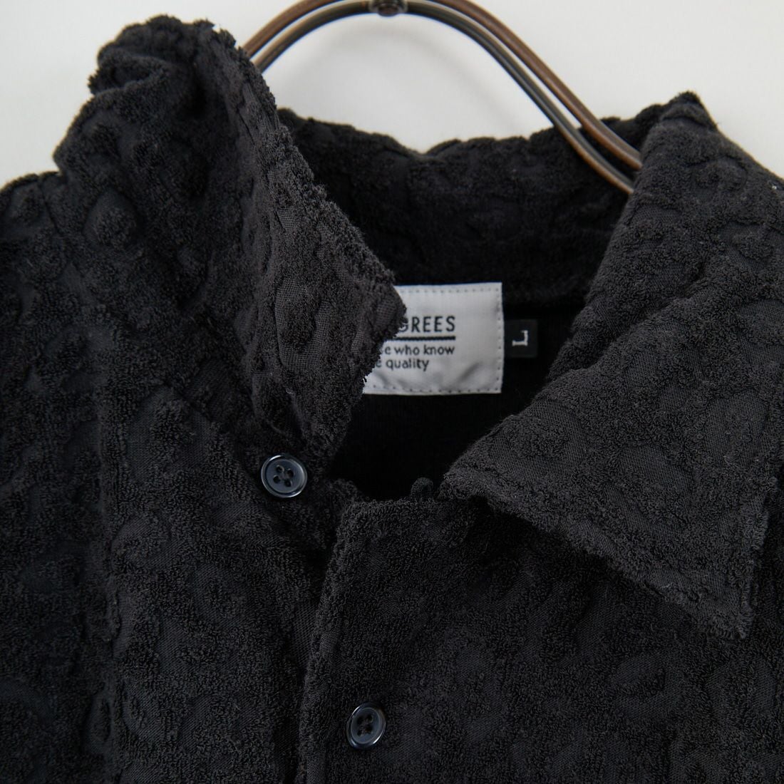 33Degrees [サーティスリーディグリーズ] レオパード柄パイルオープンカラーシャツ [725414] BLACK