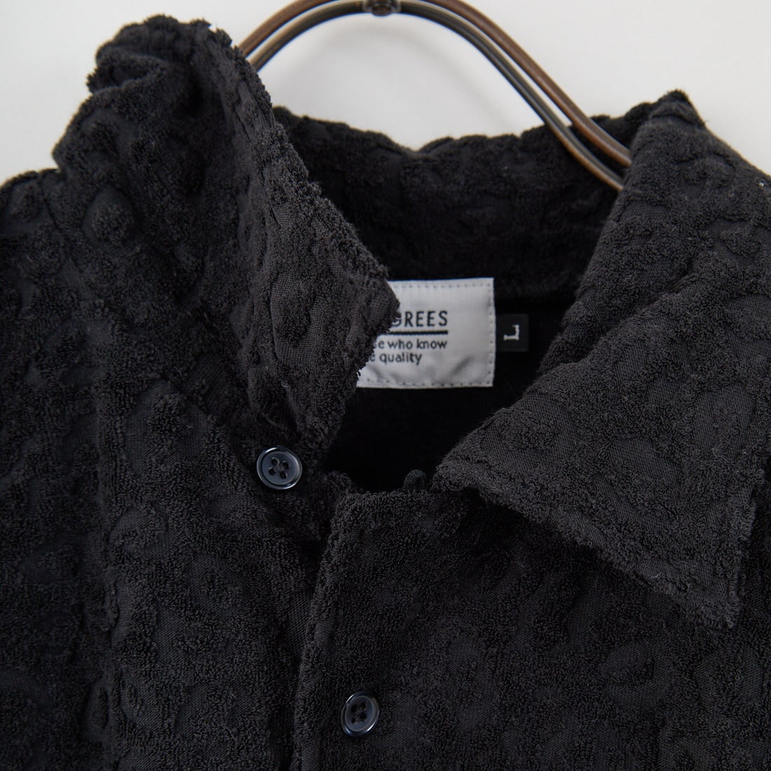 33Degrees [サーティスリーディグリーズ] レオパード柄パイルオープンカラーシャツ [725414] BLACK