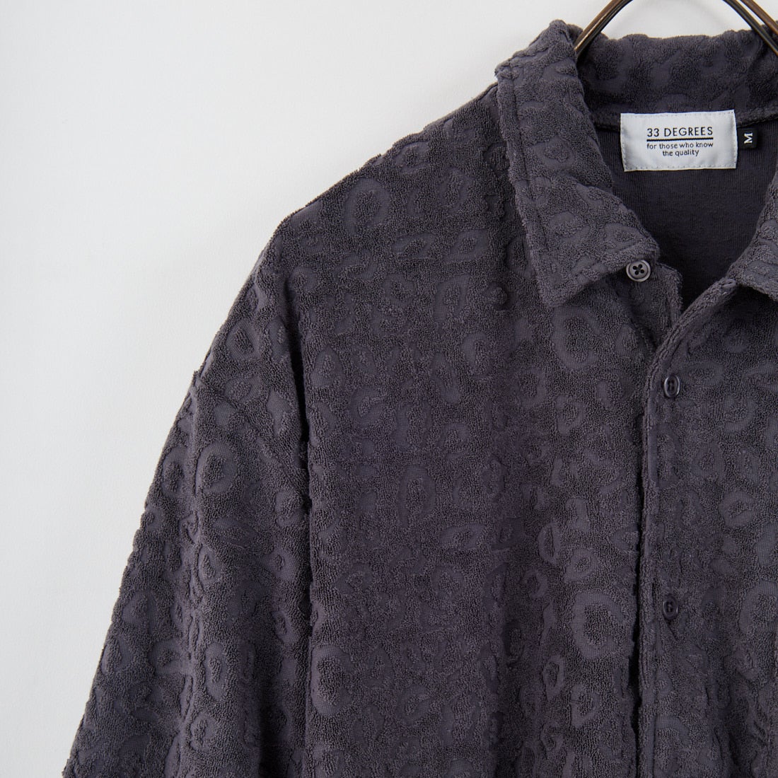 33Degrees [サーティスリーディグリーズ] レオパード柄パイルオープンカラーシャツ [725414] CHARCOAL