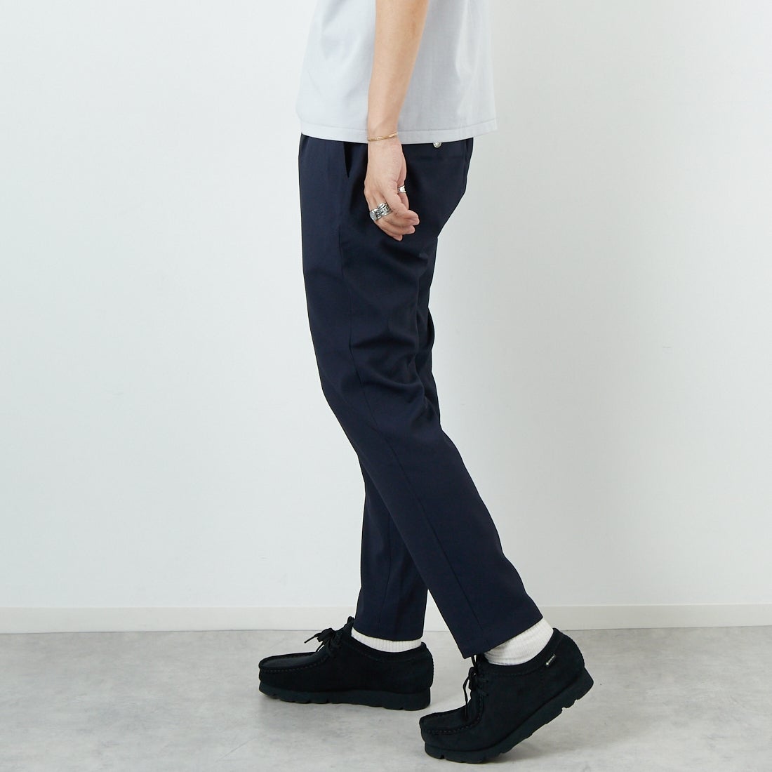 Jeans Factory Clothes [ジーンズファクトリークローズ] シアサッカーイージーパンツ [JFC-252-012] NAVY &&モデル身長：179cm 着用サイズ：L&&