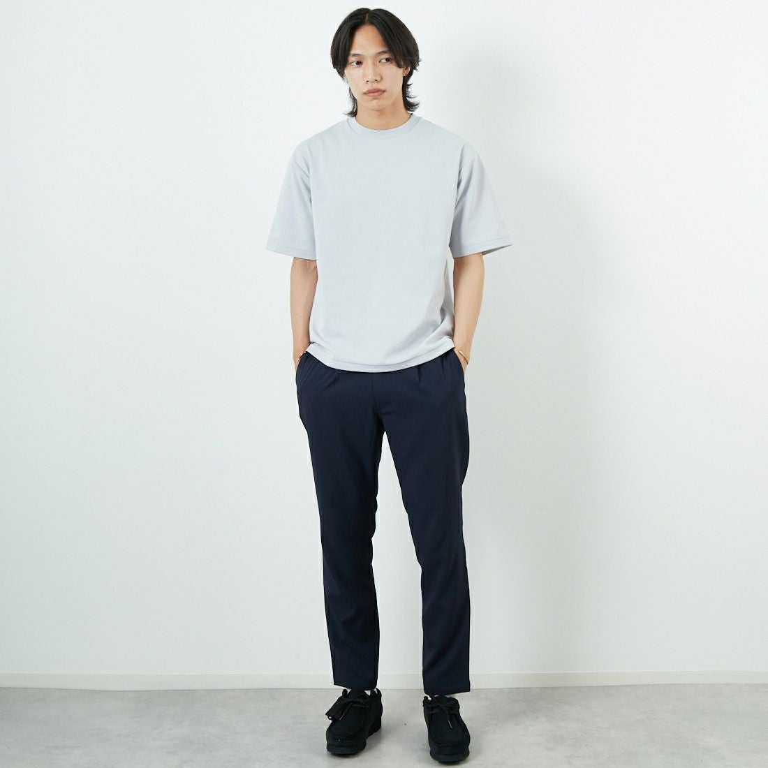 Jeans Factory Clothes [ジーンズファクトリークローズ] シアサッカーイージーパンツ [JFC-252-012] NAVY &&モデル身長：179cm 着用サイズ：L&&