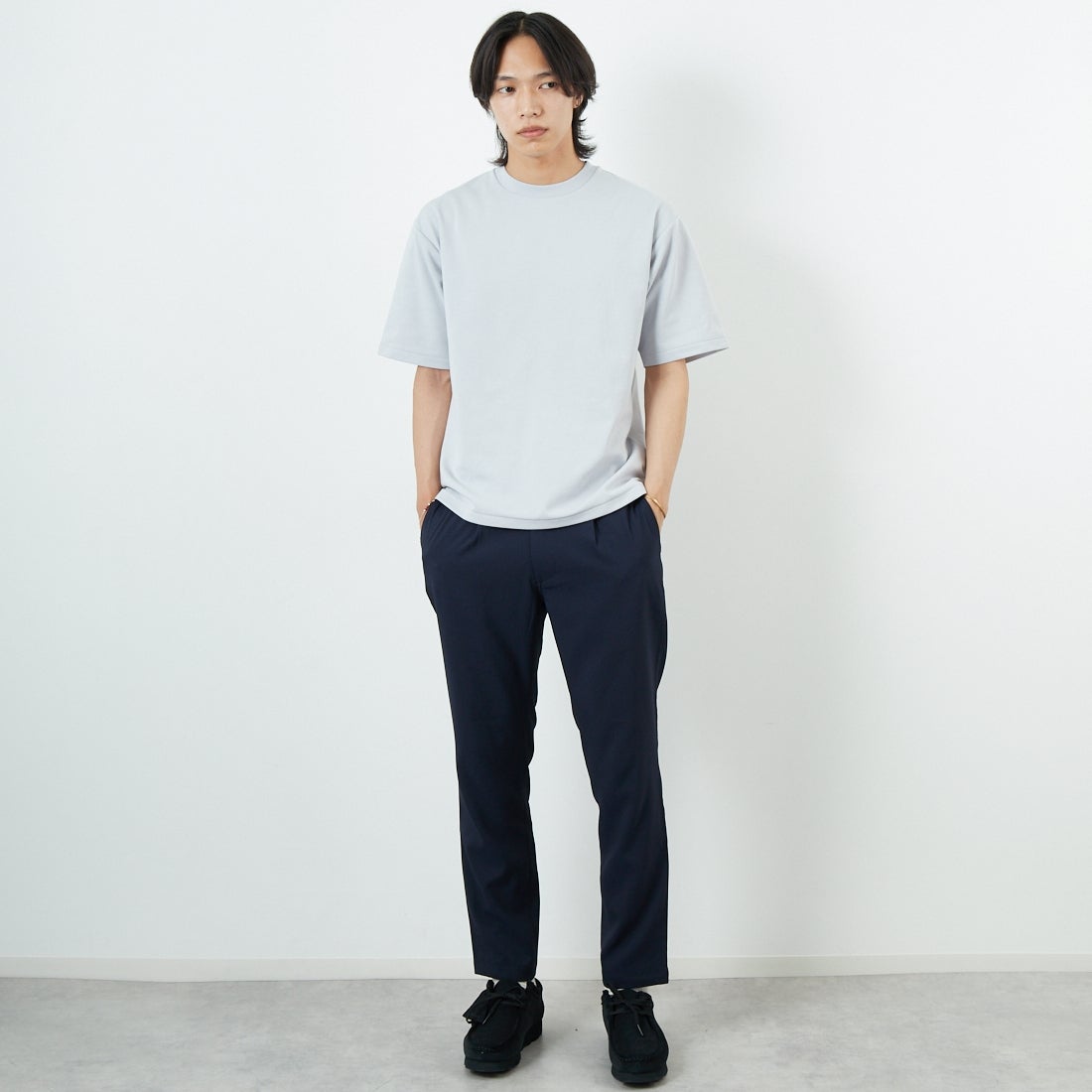 Jeans Factory Clothes [ジーンズファクトリークローズ] シアサッカーイージーパンツ [JFC-252-012] NAVY &&モデル身長：179cm 着用サイズ：L&&