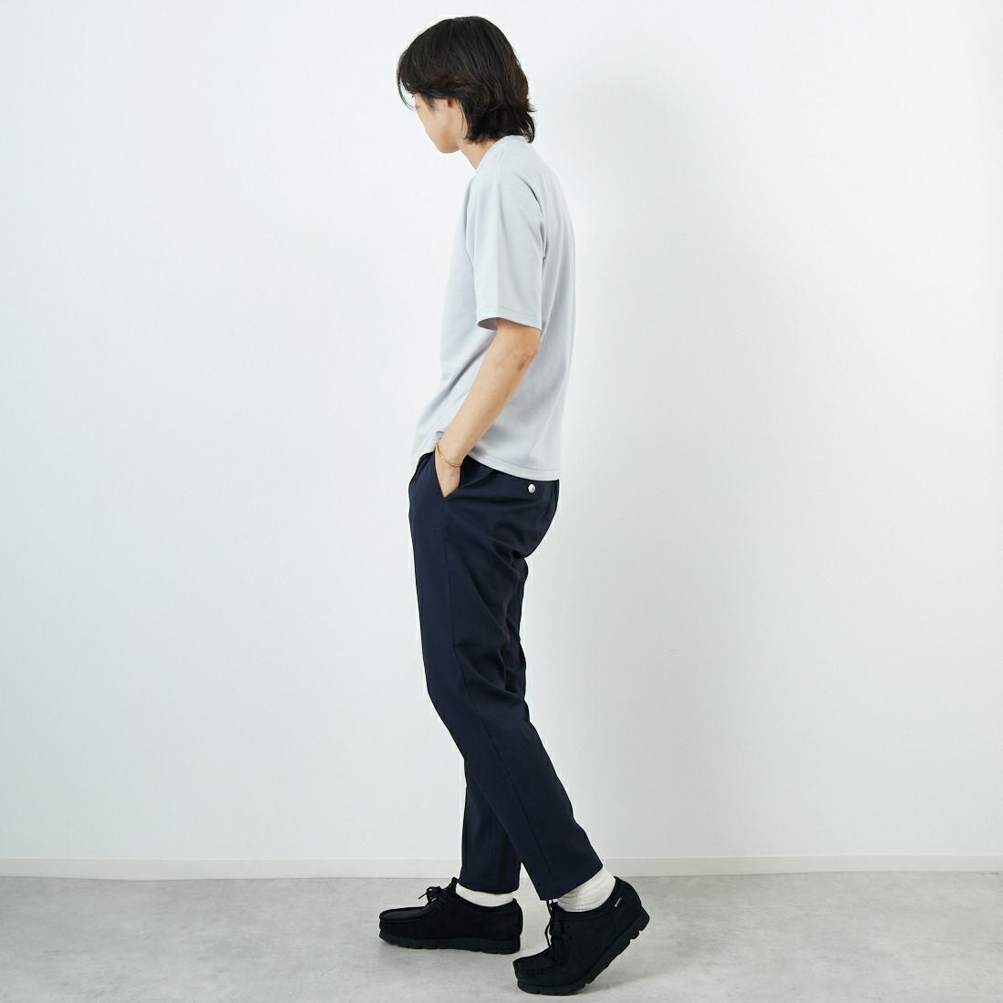 Jeans Factory Clothes [ジーンズファクトリークローズ] シアサッカーイージーパンツ [JFC-252-012] NAVY &&モデル身長：179cm 着用サイズ：L&&