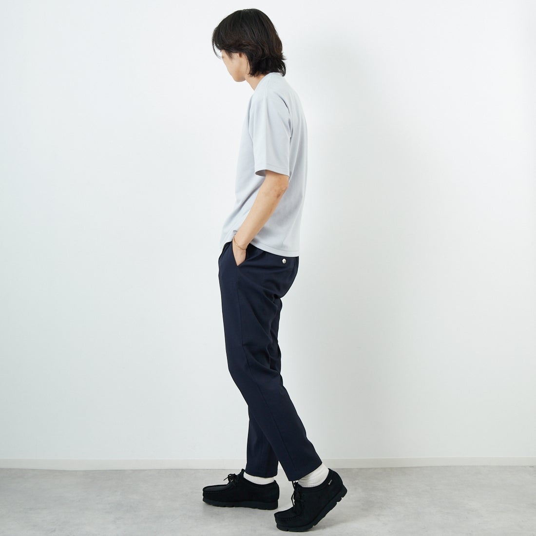 Jeans Factory Clothes [ジーンズファクトリークローズ] シアサッカーイージーパンツ [JFC-252-012] NAVY &&モデル身長：179cm 着用サイズ：L&&