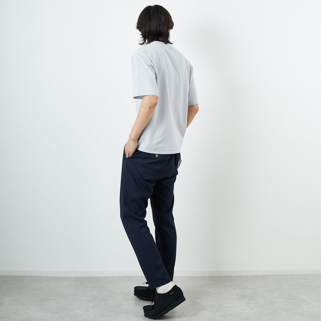 Jeans Factory Clothes [ジーンズファクトリークローズ] シアサッカーイージーパンツ [JFC-252-012] NAVY &&モデル身長：179cm 着用サイズ：L&&