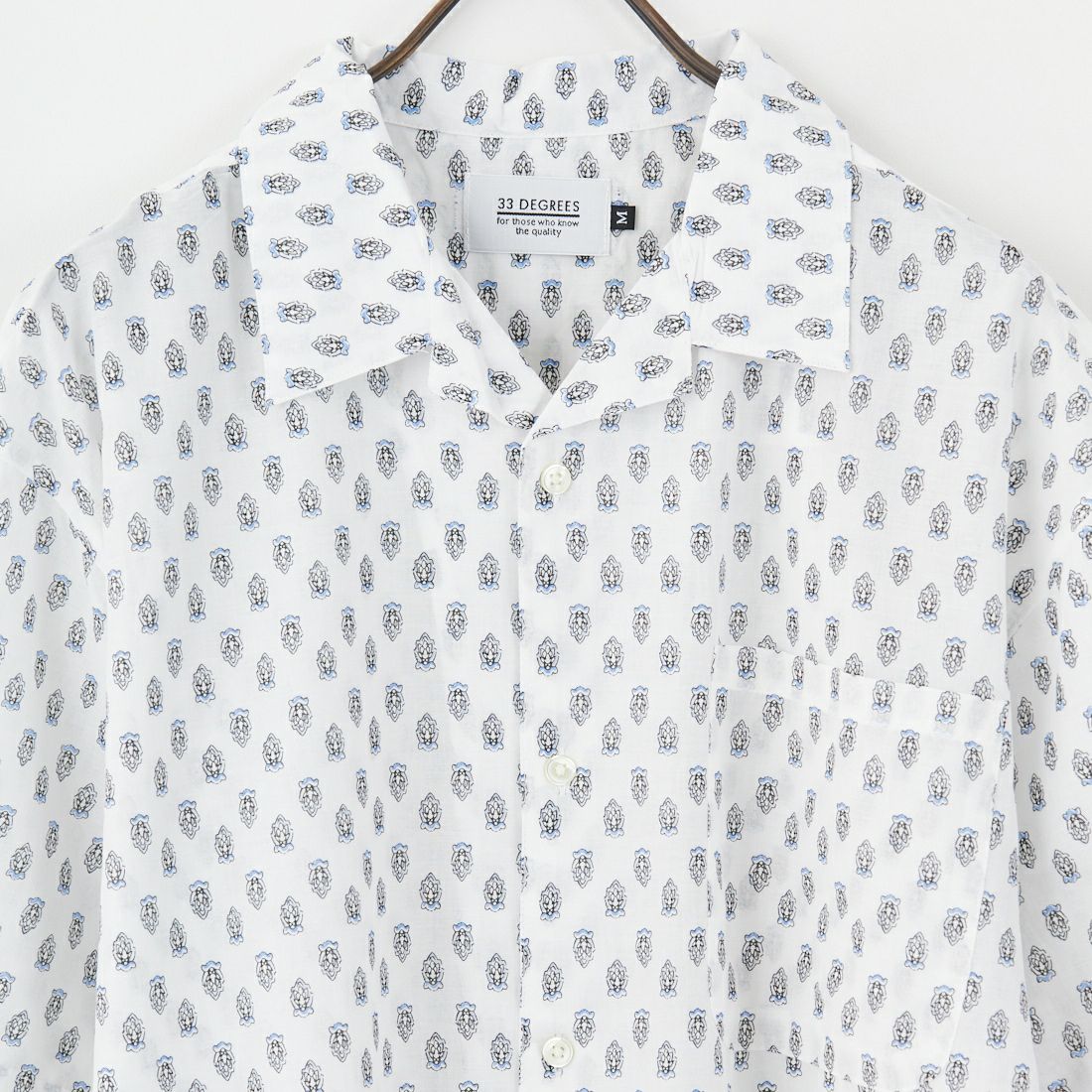 33Degrees [サーティースリーディグリーズ] プロバンスプリントオープンカラーシャツ [M2515003F] WHITE