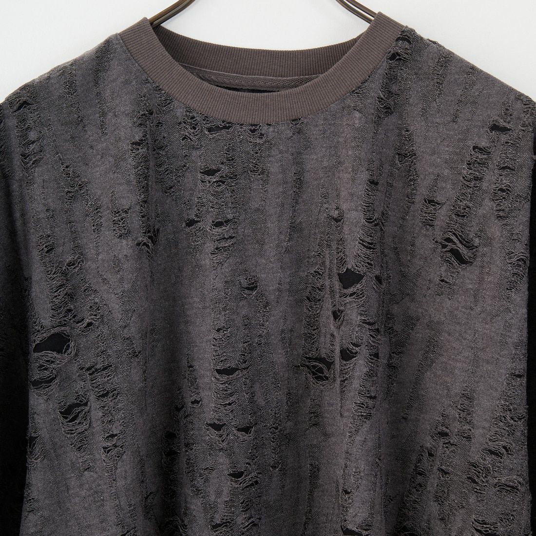 33Degrees [サーティースリーディグリーズ] ダメージ接結Tシャツ [25A-14070JF] CHARCOAL