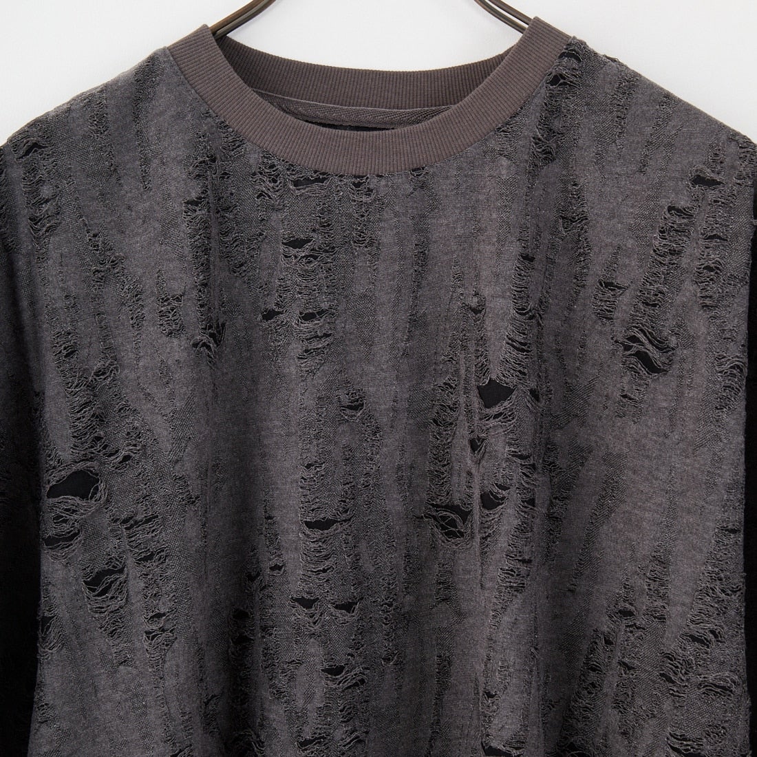 33Degrees [サーティースリーディグリーズ] ダメージ接結Tシャツ [25A-14070JF] CHARCOAL