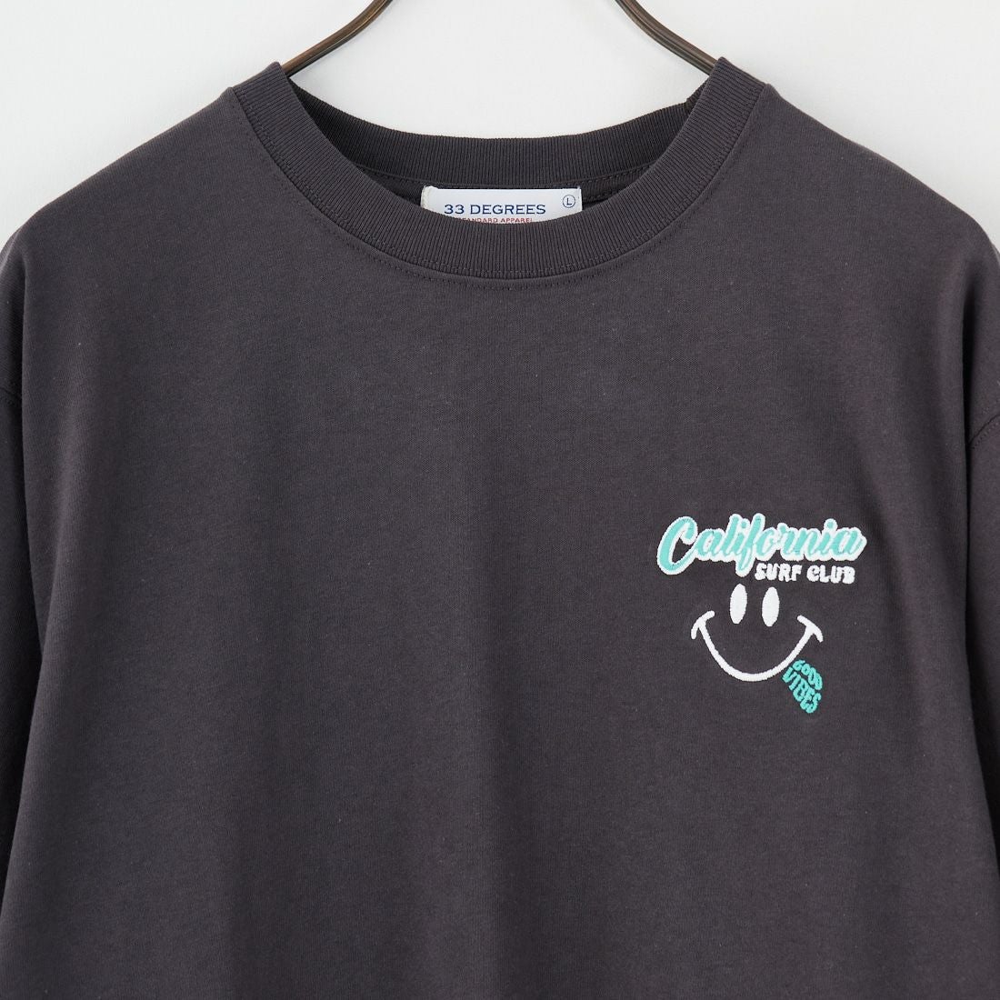 33Degrees [サーティスリーディグリーズ] スマイルサガラ刺繍Tシャツ [252CF1ST433JF] GRY