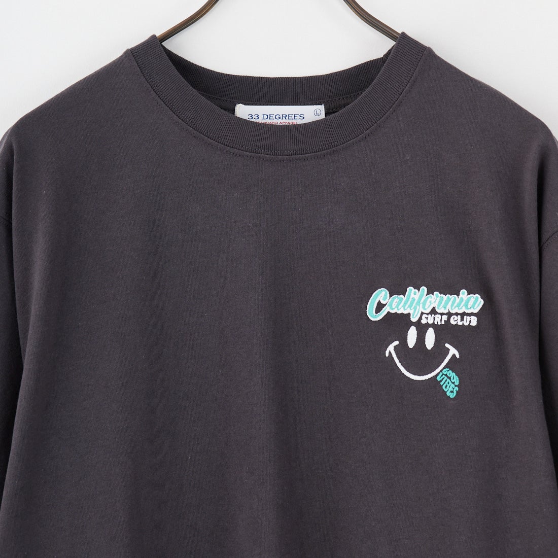 33Degrees [サーティスリーディグリーズ] スマイルサガラ刺繍Tシャツ [252CF1ST433JF] GRY