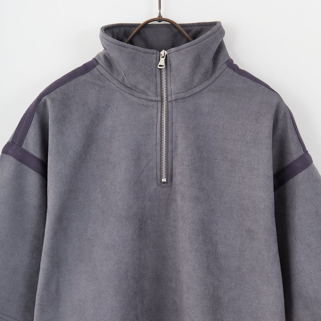 33Degrees [サーティースリーディグリーズ] ポンチスエードハーフジップTシャツ [25A-14120JF] GREY