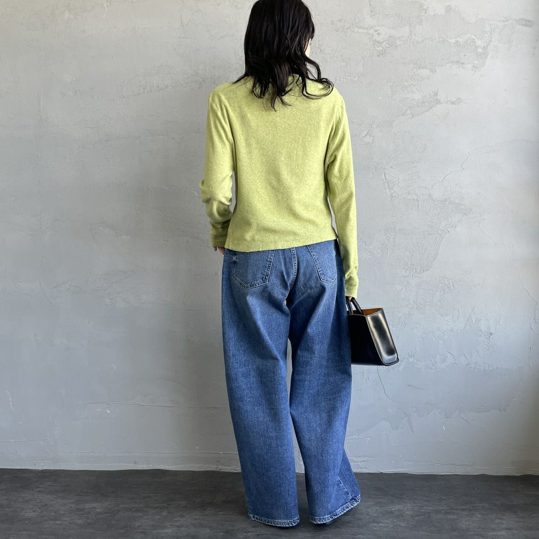 MEYAME [メヤメ] オーガニックコットンパイルカーディガン [MEY-2126] GREEN &&モデル身長：160cm 着用サイズ：F&&