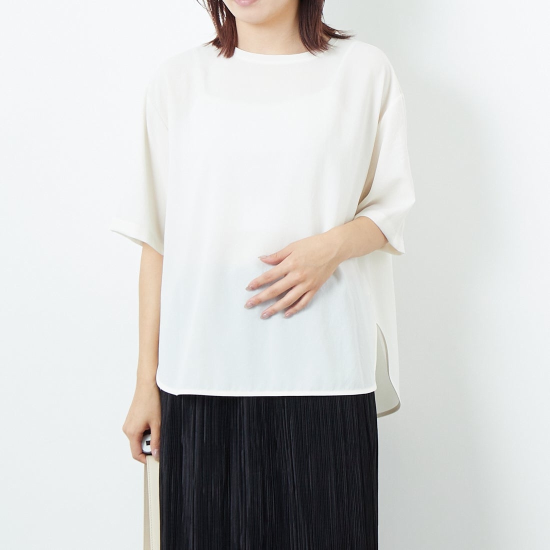 Jeans Factory Clothes [ジーンズファクトリークローズ] ノルディス2WAYプルオーバー [21255058] 031 ｵﾌ &&モデル身長：167cm 着用サイズ：F&&