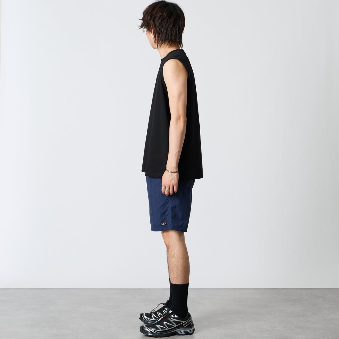 NANGA [ナンガ] ナイロンタッサーイージーショーツ [NW2321-1I512] NVY &&モデル身長：177cm 着用サイズ：M&&
