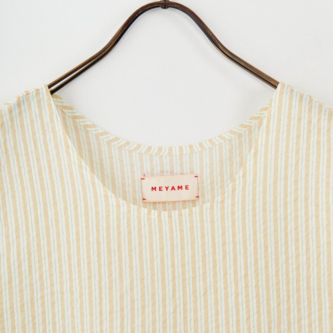 MEYAME [メヤメ] ライトコットン ストライプノースリーブトップス [MEY-2107] YELLOW