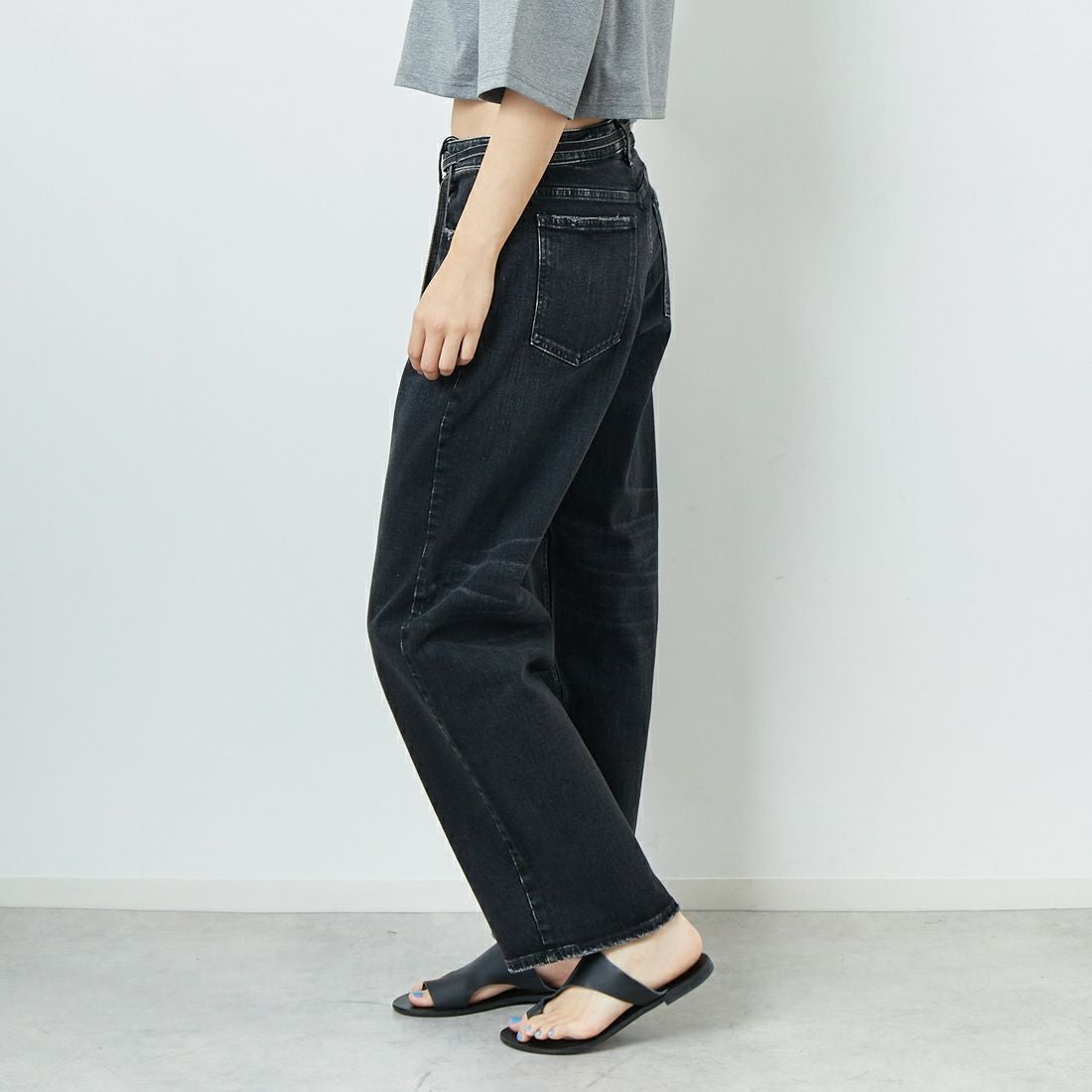 RED CARD TOKYO [レッドカード トーキョー] Idaho ワイドストレートデニム [88W11501BKS] S-BK USED &&モデル身長：167cm 着用サイズ：24&&