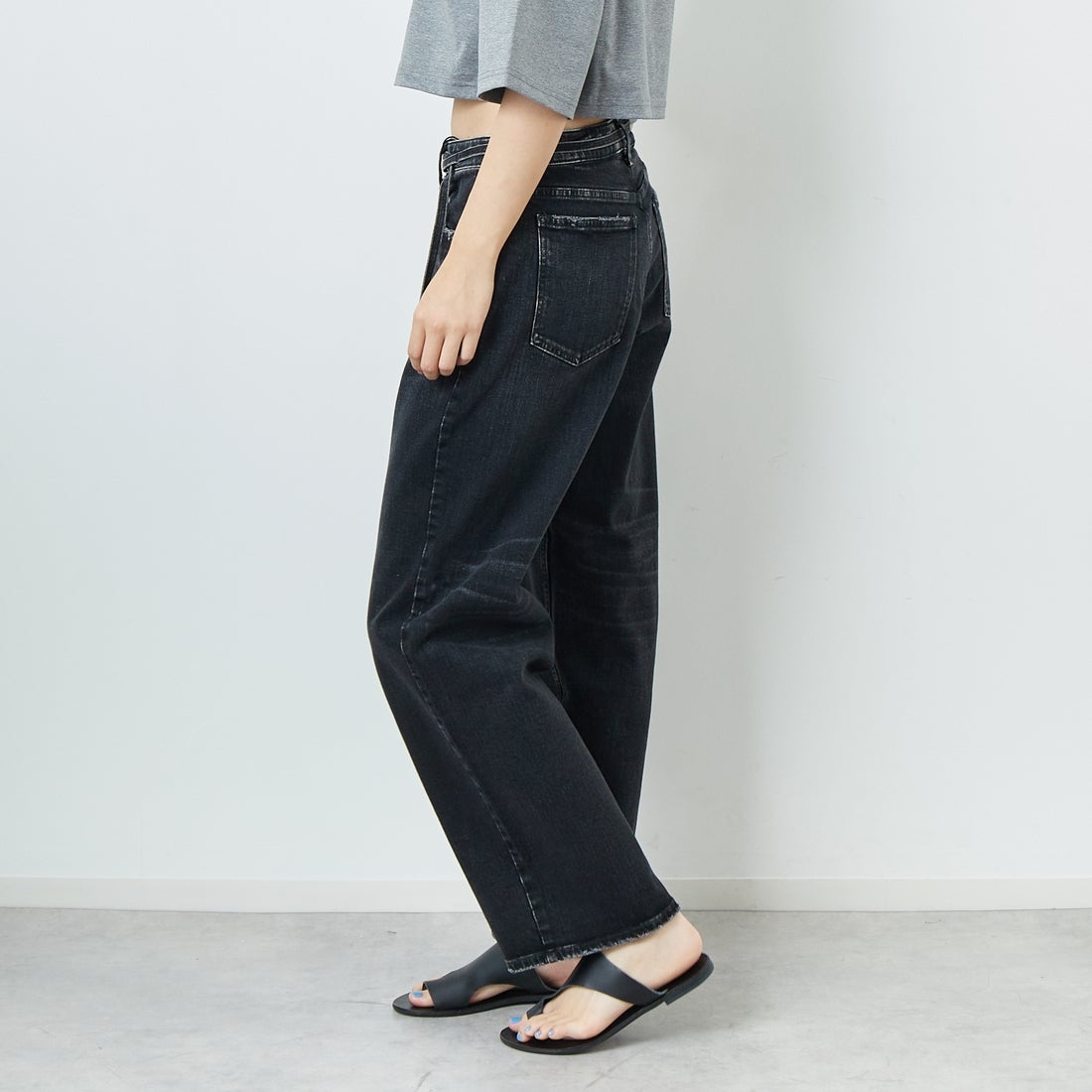RED CARD TOKYO [レッドカード トーキョー] Idaho ワイドストレートデニム [88W11501BKS] S-BK USED &&モデル身長：167cm 着用サイズ：24&&