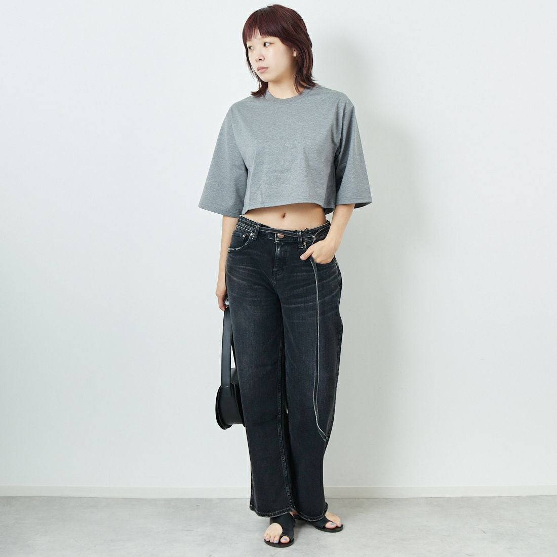 RED CARD TOKYO [レッドカード トーキョー] Idaho ワイドストレートデニム [88W11501BKS] S-BK USED &&モデル身長：167cm 着用サイズ：24&&